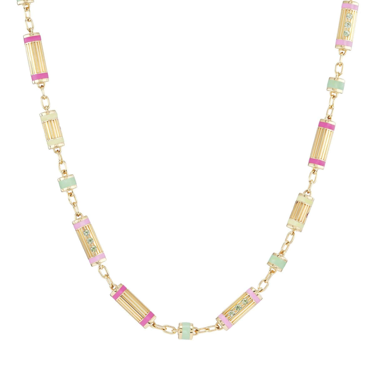 Emily P. Wheeler 18K Yellow Gold Multi Gemstone Groove Chain Necklace