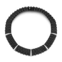 18K White Gold Small Matte Black Ceramic and Diamond Necklace
