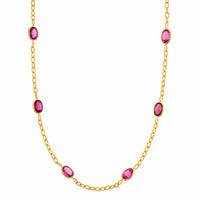 Suzy Landa 18K Yellow Gold Oval Rubellite Station Necklace