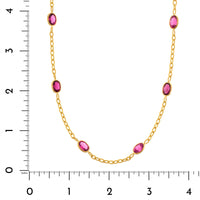 Suzy Landa 18K Yellow Gold Oval Rubellite Station Necklace