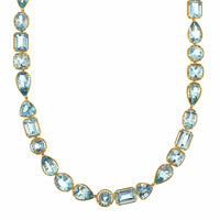 18K Yellow Gold Multi Shaped Aquamarine Necklace