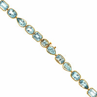 18K Yellow Gold Multi Shaped Aquamarine Necklace