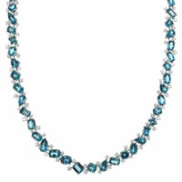 Oscar Heyman Platinum Multi Shaped Aquamarine and Diamond Necklace