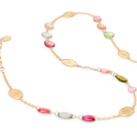 Marco Bicego Lunaria 18K Yellow Gold Multi Colored Tourmaline Necklace