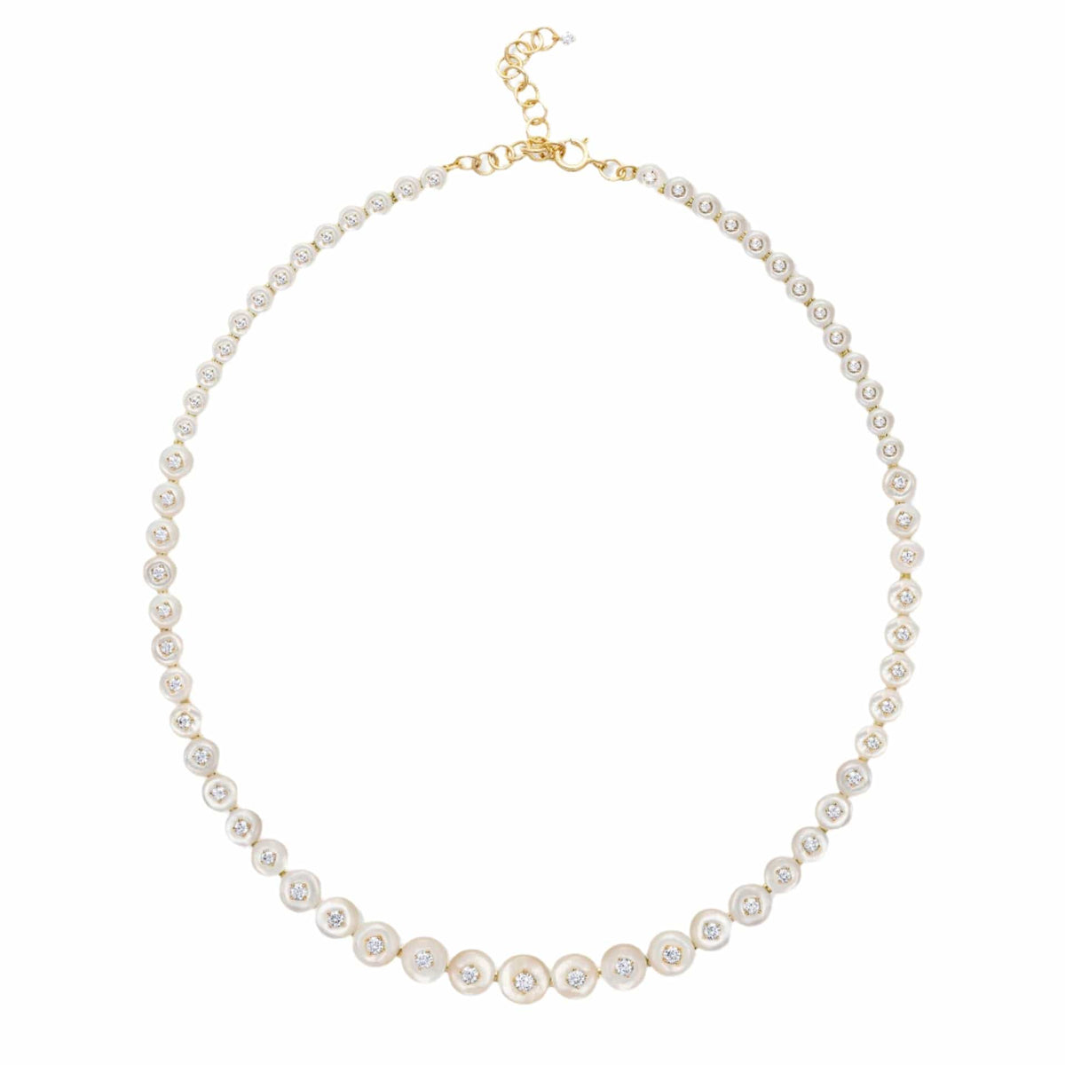 Fernando Jorge 18K Yellow Gold Small Surrounding Diamond and White Mother of Pearl Necklace