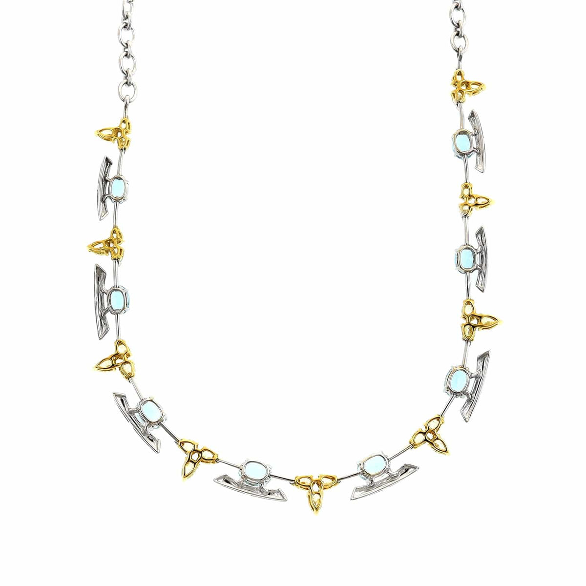 Etho Maria 18K Yellow and White Gold Aquamarine and Yellow Diamond Necklace
