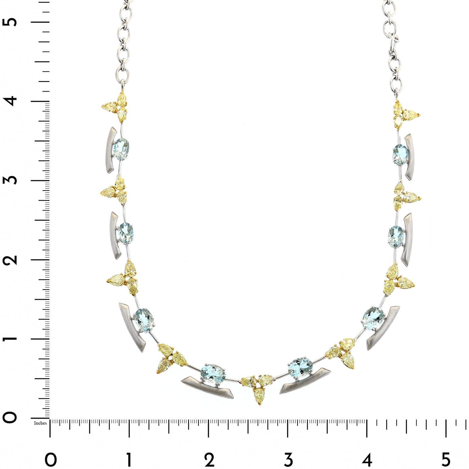 Etho Maria 18K Yellow and White Gold Aquamarine and Yellow Diamond Necklace