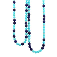 Eclat Jewels 18K White Gold Lapis, Turquoise, and Diamond Beaded Necklace