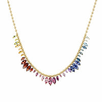 Emily P. Wheeler 18K Yellow Gold Arashi Gradient Multi Gemstone Ball Chain Necklace