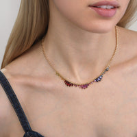 Emily P. Wheeler 18K Yellow Gold Arashi Gradient Multi Gemstone Ball Chain Necklace