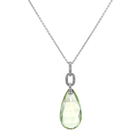 Eclat Jewels 18K White Gold Green Beryl and Diamond Pendant Necklace