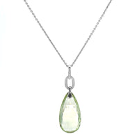 Eclat Jewels 18K White Gold Green Beryl and Diamond Pendant Necklace