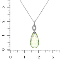 Eclat Jewels 18K White Gold Green Beryl and Diamond Pendant Necklace