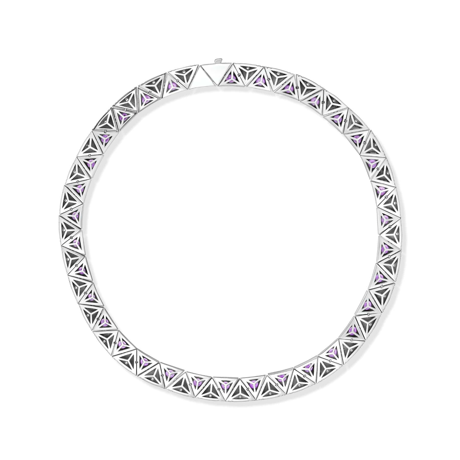Harwell Godfrey Platinum Masego Lavender Malaya Garnet and Diamond Collar Necklace