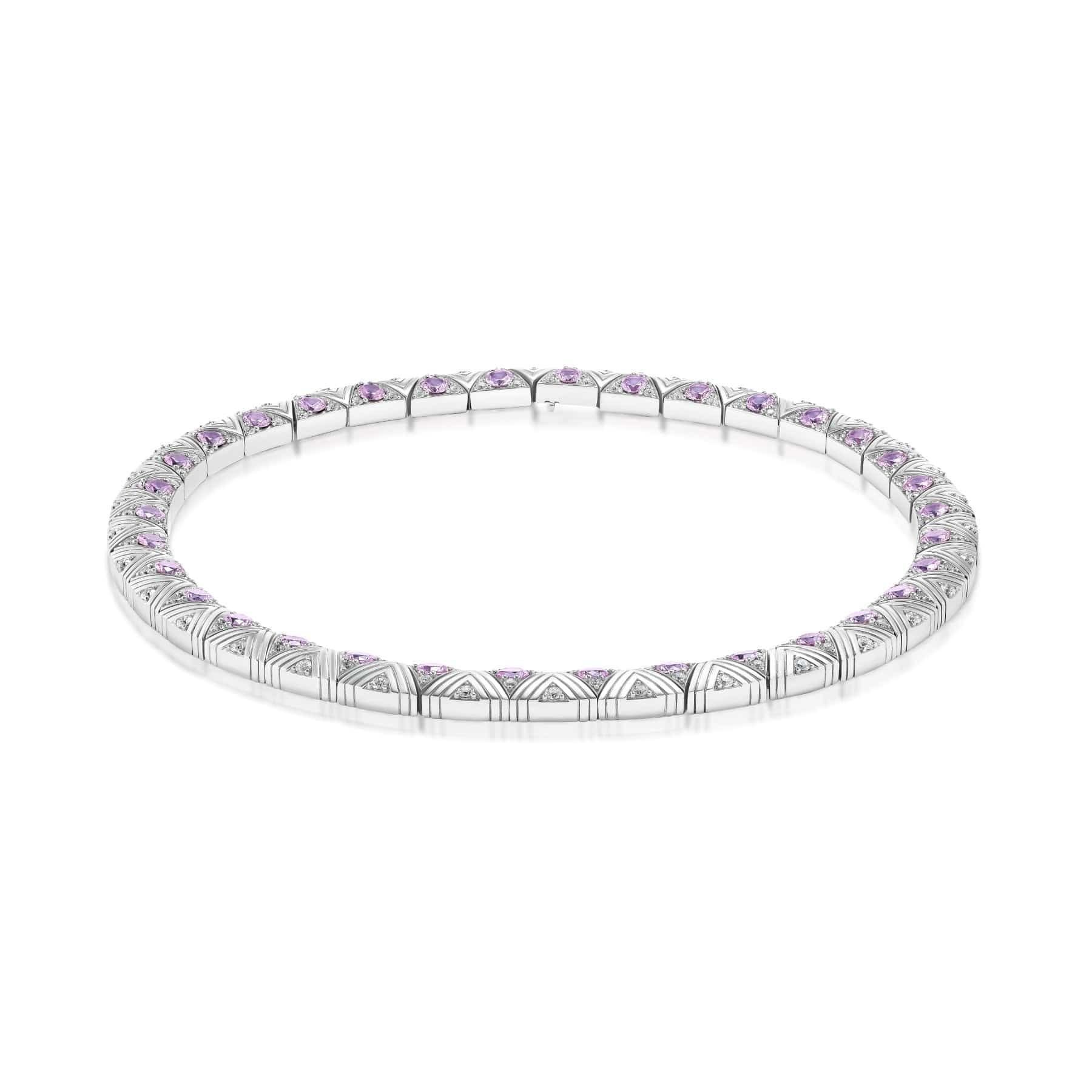 Harwell Godfrey Platinum Masego Lavender Malaya Garnet and Diamond Collar Necklace