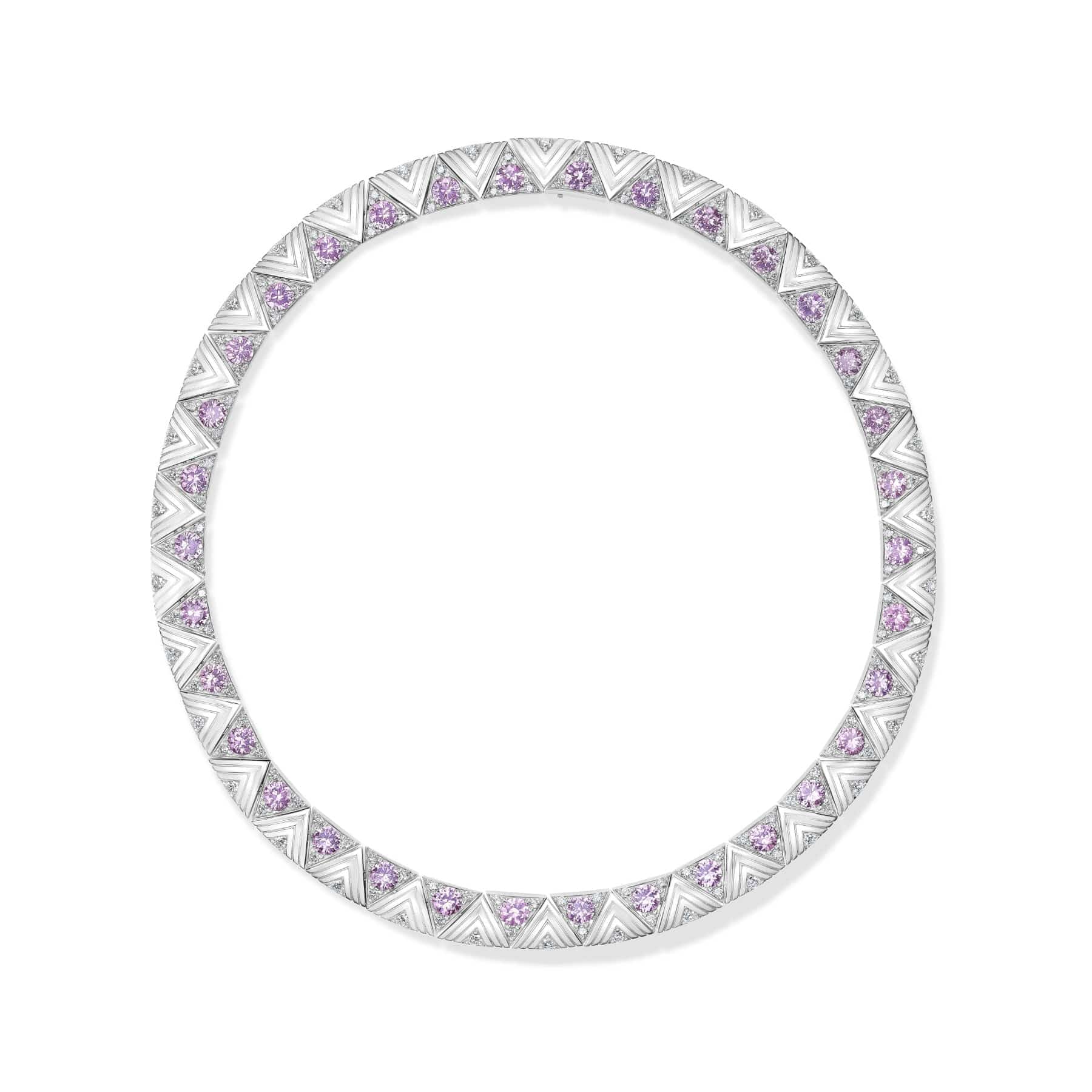 Harwell Godfrey Platinum Masego Lavender Malaya Garnet and Diamond Collar Necklace