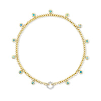 Harwell Godfrey 18K Yellow Gold Paraiba and Opal Knife Edge Bead Necklace