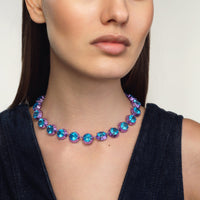 Emily P. Wheeler 18K White Gold Blue Topaz Riviere Necklace