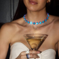 Emily P. Wheeler 18K White Gold Blue Topaz Riviere Necklace