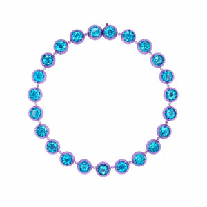Emily P. Wheeler 18K White Gold Blue Topaz Riviere Necklace