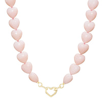 Emily P. Wheeler 18K Yellow Gold Oversized Pink Opal Heart Shaped Bead Necklace