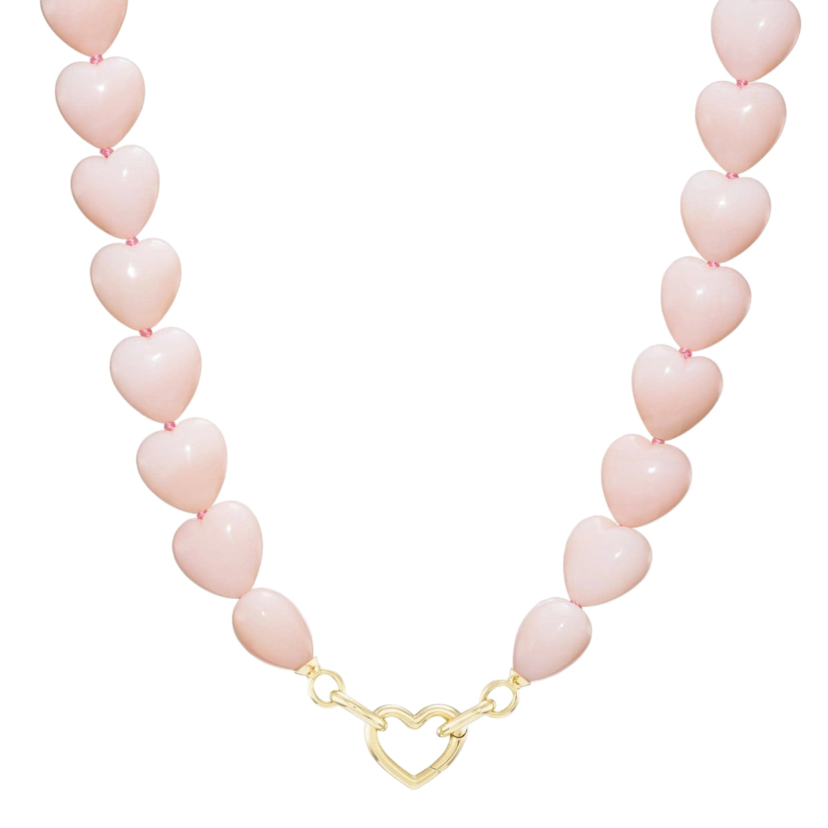 Emily P. Wheeler 18K Yellow Gold Oversized Pink Opal Heart Shaped Bead Necklace