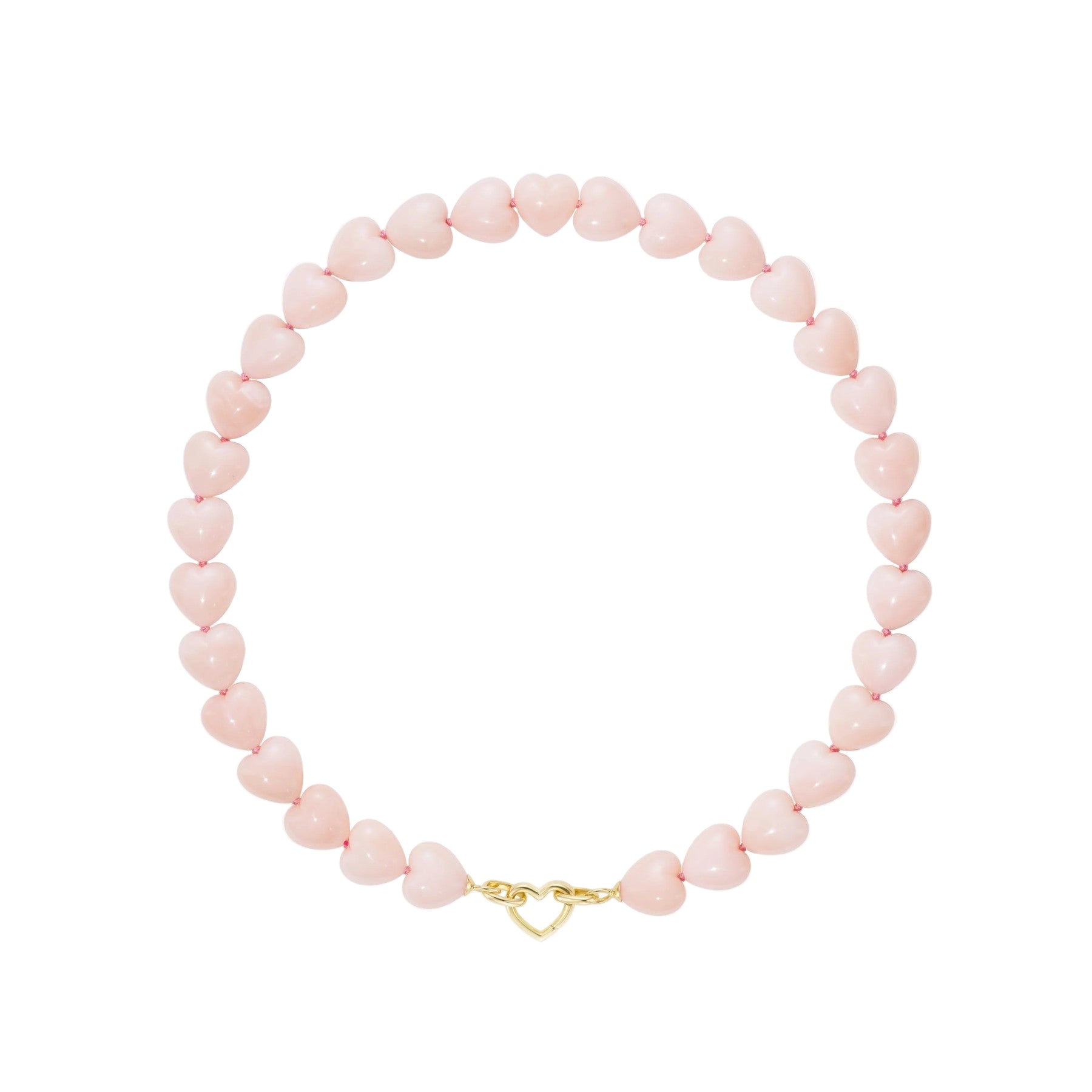 Emily P. Wheeler 18K Yellow Gold Oversized Pink Opal Heart Shaped Bead Necklace