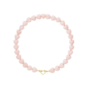 Emily P. Wheeler 18K Yellow Gold Oversized Pink Opal Heart Shaped Bead Necklace