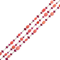 Eclat Jewels Platinum Pink Conch Pearls and Diamond Briolettes Necklace