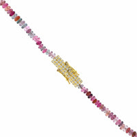 18K Yellow Gold Multicolored Spinel and Diamond Strand Necklace