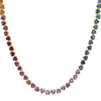 Emily P. Wheeler 18K Yellow Gold Heart Shaped Rainbow Colored Gemstone Necklace