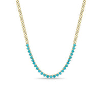 Zoe Chicco 14K Yellow Gold Turquoise Tennis Segment Necklace