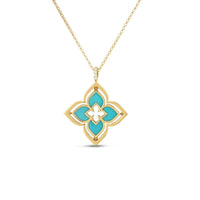 Roberto Coin 18K Yellow Gold Venetian Princess Turquoise and Diamond Pendant Necklace