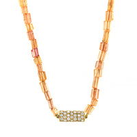 18K Yellow Gold Imperial Topaz and Diamond Strand Necklace
