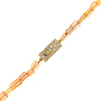 18K Yellow Gold Imperial Topaz and Diamond Strand Necklace