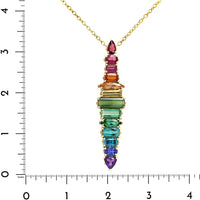 Suzy Landa 18K Yellow Gold One-of-a-Kind Multi Shaped Colored Gemstone Pendant Necklace