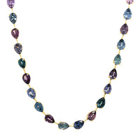 18K Yellow Gold Pear Shaped Multi Colored Spinel Necklace