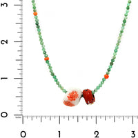 18K Yellow Gold Emerald and Coral Beaded Strand Necklace