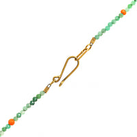 18K Yellow Gold Emerald and Coral Beaded Strand Necklace
