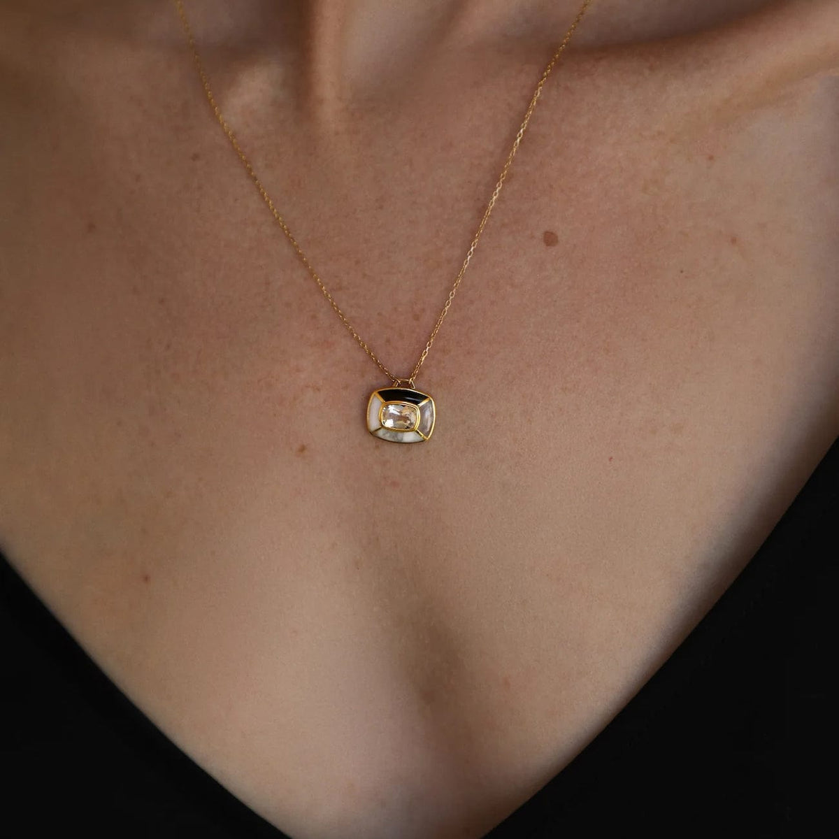 18K Yellow Gold Patchwork Multi Stone Pendant