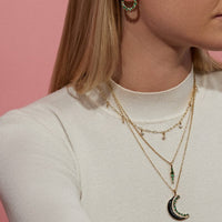 Sorellina 18K Yellow Gold Onyx and Emerald Moon Pendant