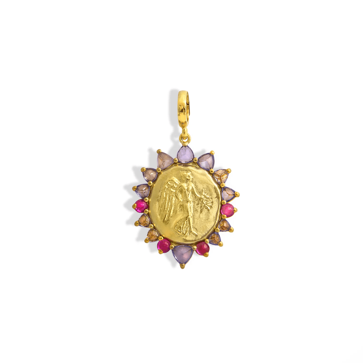 18K Yellow Gold Tanzanite and Sapphire Pendant