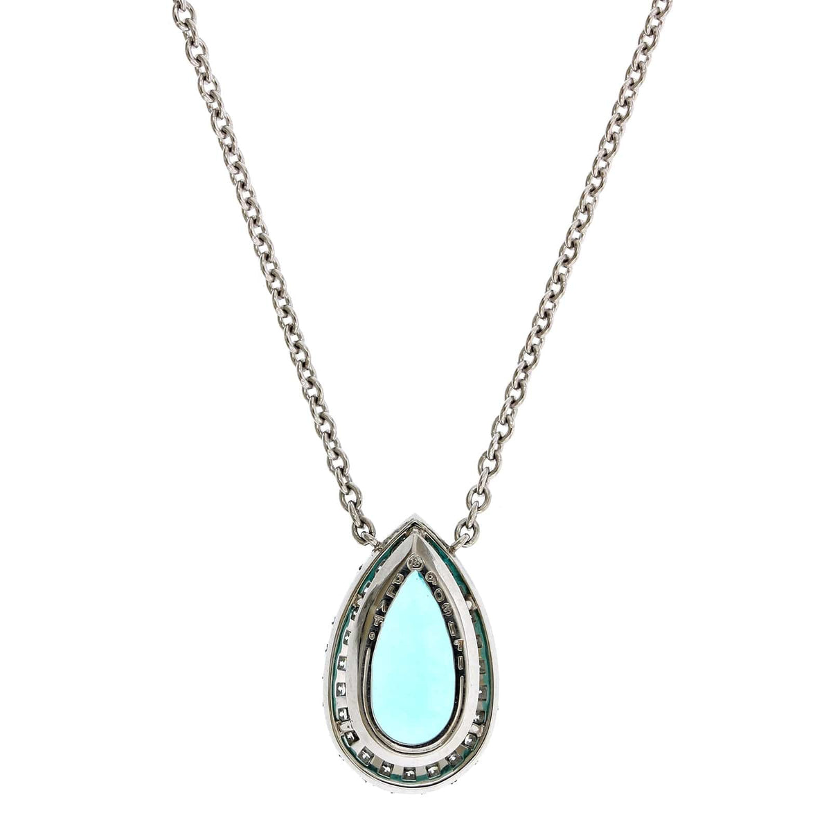 Platinum Paraiba and Diamond Halo Pendant