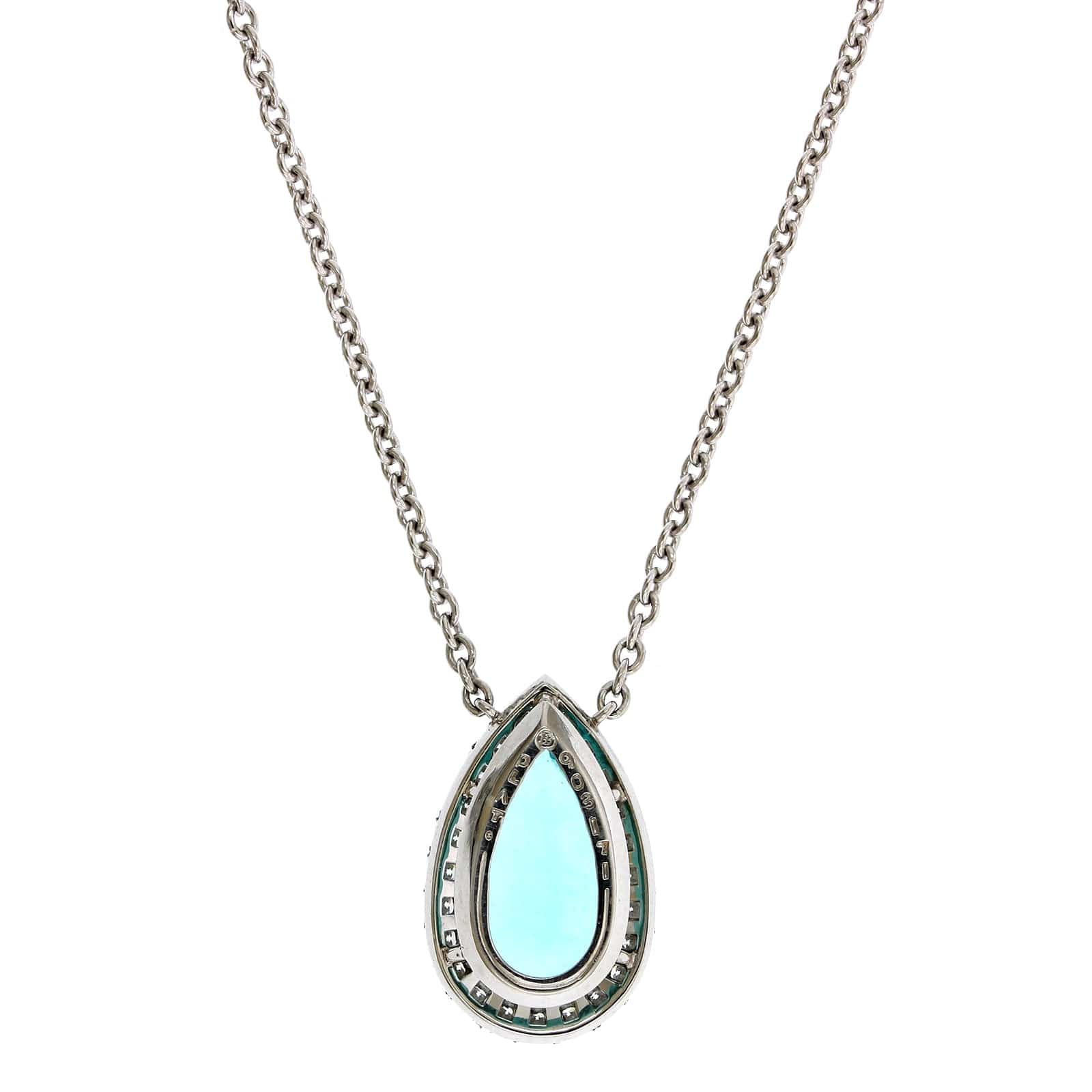 Platinum Paraiba and Diamond Halo Pendant