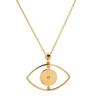 18K Yellow Gold Evil Eye Pendant Necklace with Lapis and Diamonds