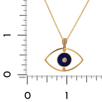 18K Yellow Gold Evil Eye Pendant Necklace with Lapis and Diamonds