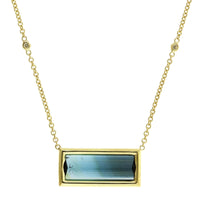 18K Yellow Gold Blue Tourmaline Diamond Necklace