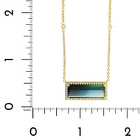 18K Yellow Gold Blue Tourmaline Diamond Necklace