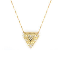 Three Stories 14K Yellow Gold Double Sided Evil Eye Sapphire and Diamond Necklace