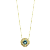 Suzy Landa 18K Yellow Gold Blue Tourmaline and Diamond Necklace